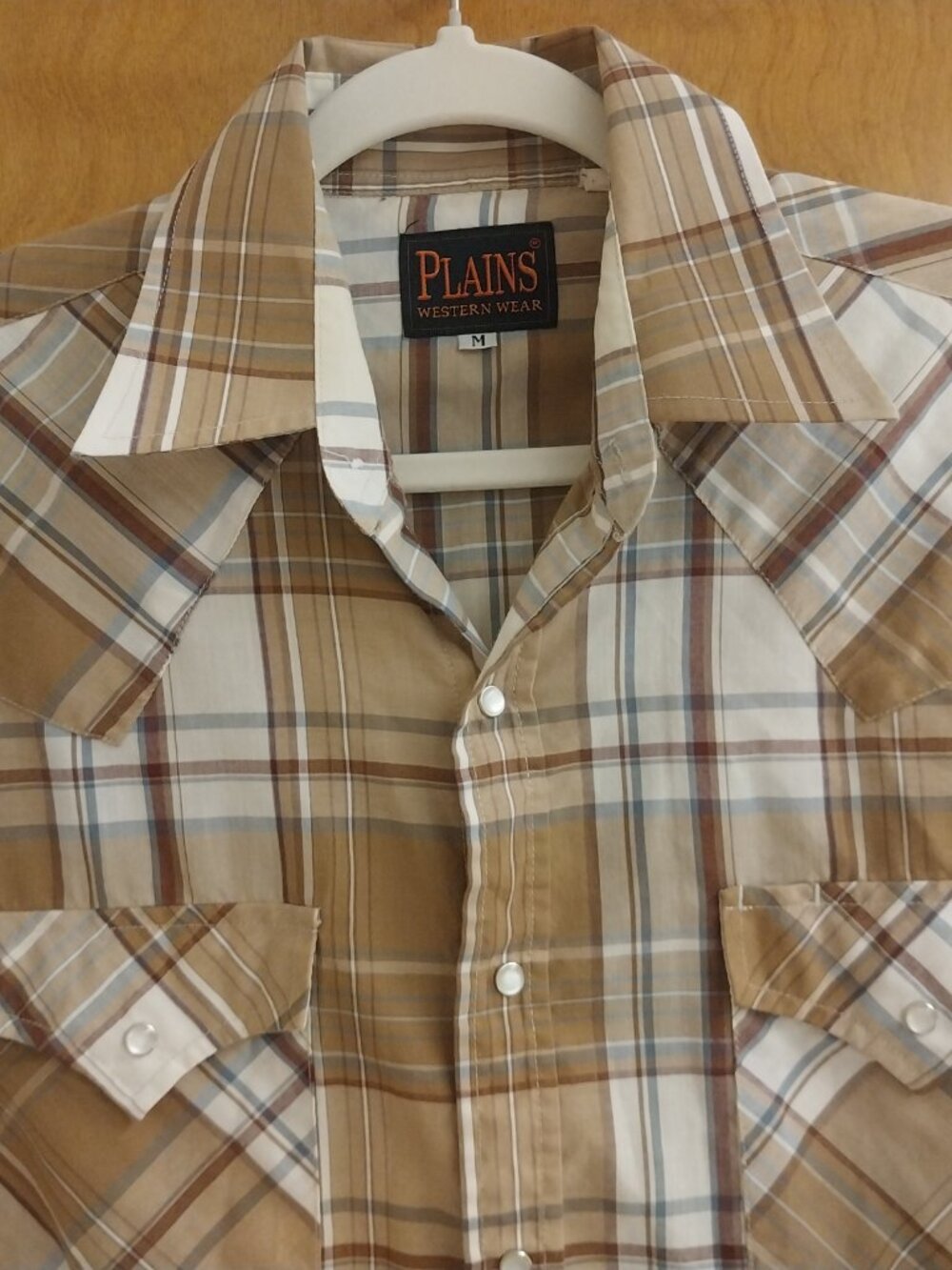 PLAINS WESTERN WEAR PEARL SNAP PLAID SIZE M SHORT SLEEVE SHIRT - Picture 2 of 13